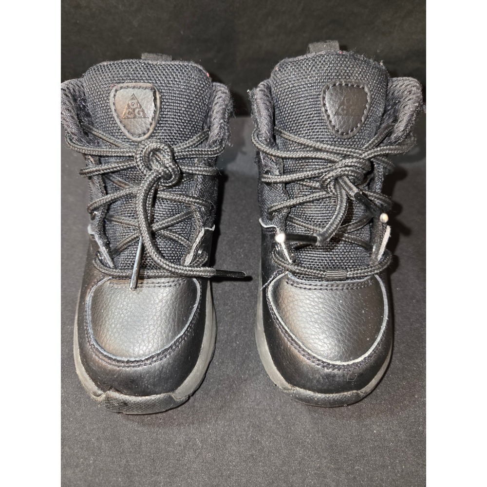 Nike ACG Boots Toddler Size 8C‎ Black Leather Lace Up Hiking Shoes - Picture 2 of 8